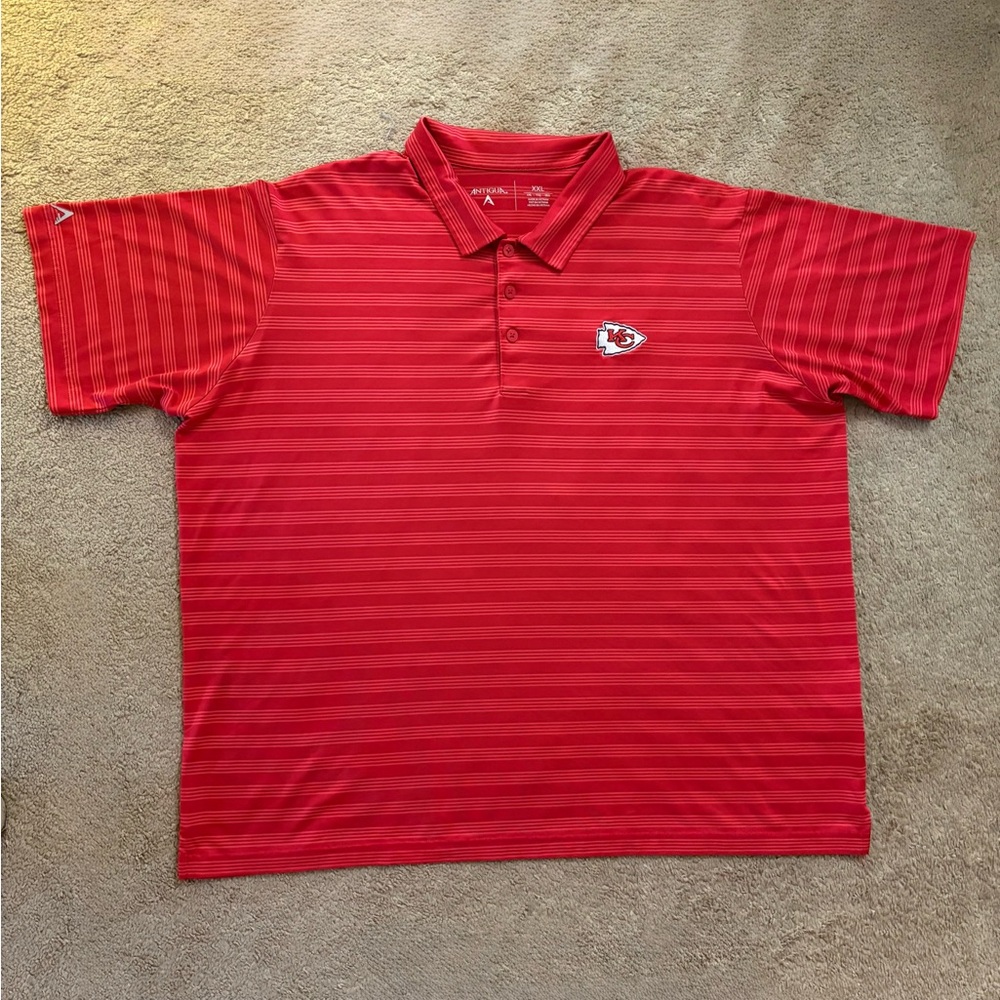 Kansas City Chiefs Antigua Red Tunnel Striped Men's Polo Shirt Size XXL